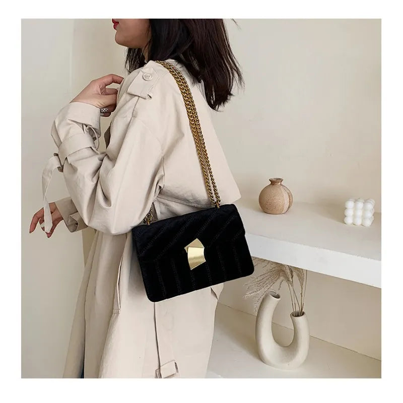 Designer Gold Velvet Crossbody Bags for Women | Stylish Small Shoulder Handbags