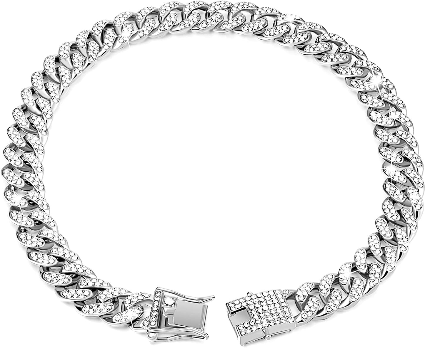 Luxury Diamond Dog Cuban Chain Collar | Secure Buckle | Pet Necklace Jewelry Accessories