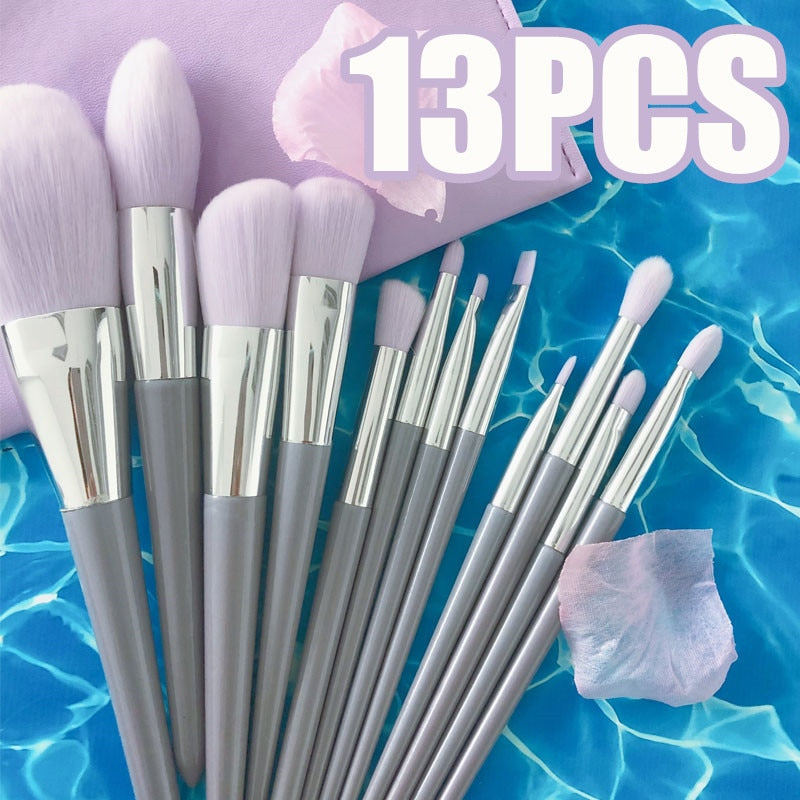 Professional-Grade 13-Piece Makeup Brush Set | Soft, Fluffy Bristles | Nylon Handle