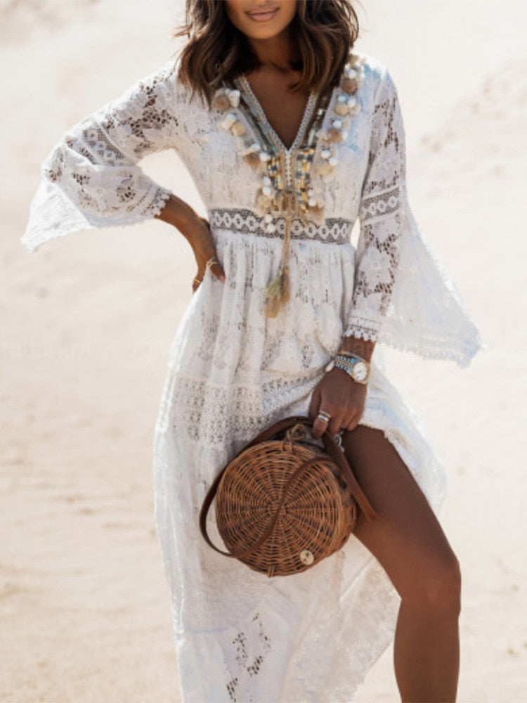 Channel Your Inner Boho Goddess with our Stunning Summer Bohemian Long Dresses!