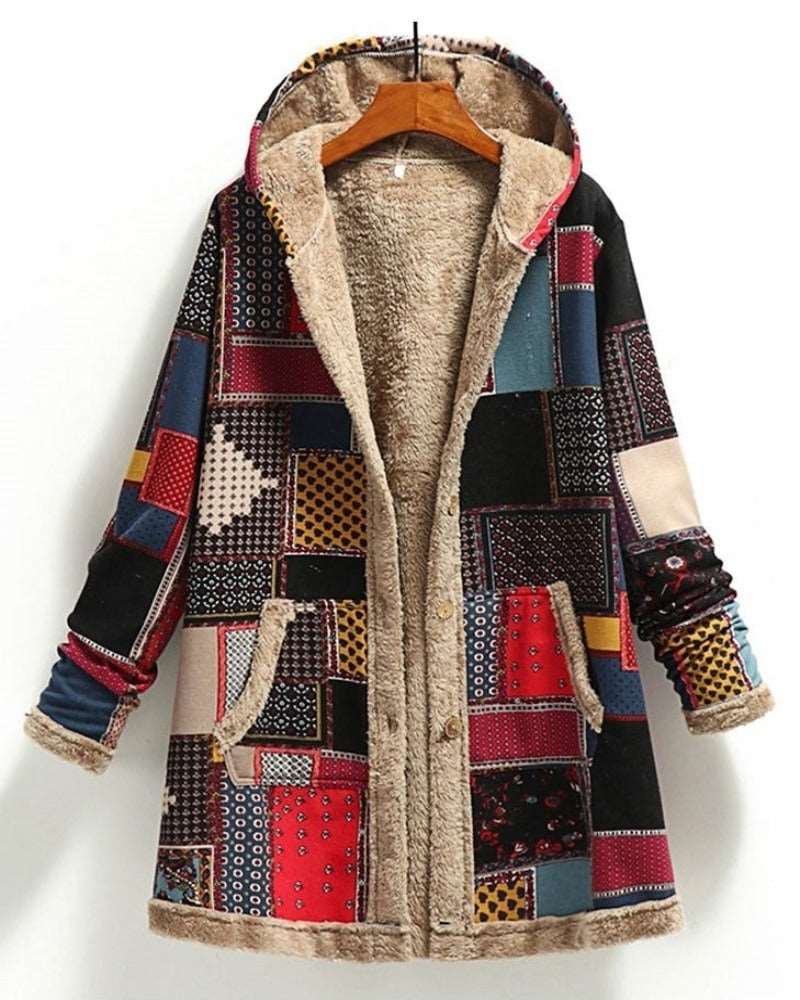 Boho Winter Hooded Warm Plush Jacket | Winter Warm Coat