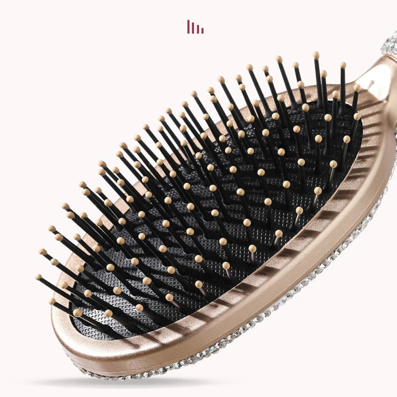 Luxury Rhinestone Comb - Portable Travel Massage Hair Comb for Anti-Static Detangling, Hairdressing, and Styling