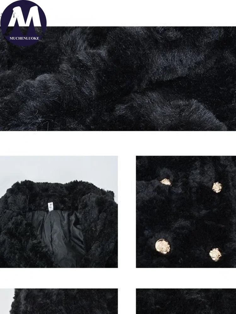 Elegance Redefined: 2023 Autumn/Winter Women's Artificial Fluff Mid-Length Coat