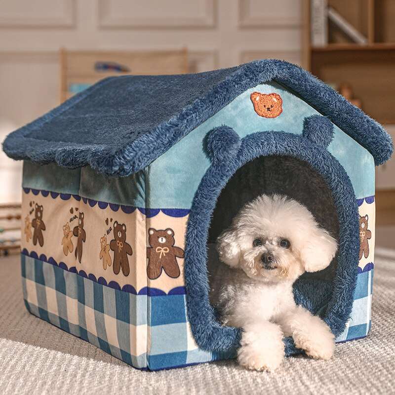 Plush dog shop house bed