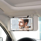 Car Sun Visor Vanity Mirror | 3 Light Modes & 60 LEDs | Rechargeable LED Light | Dimmable Touch