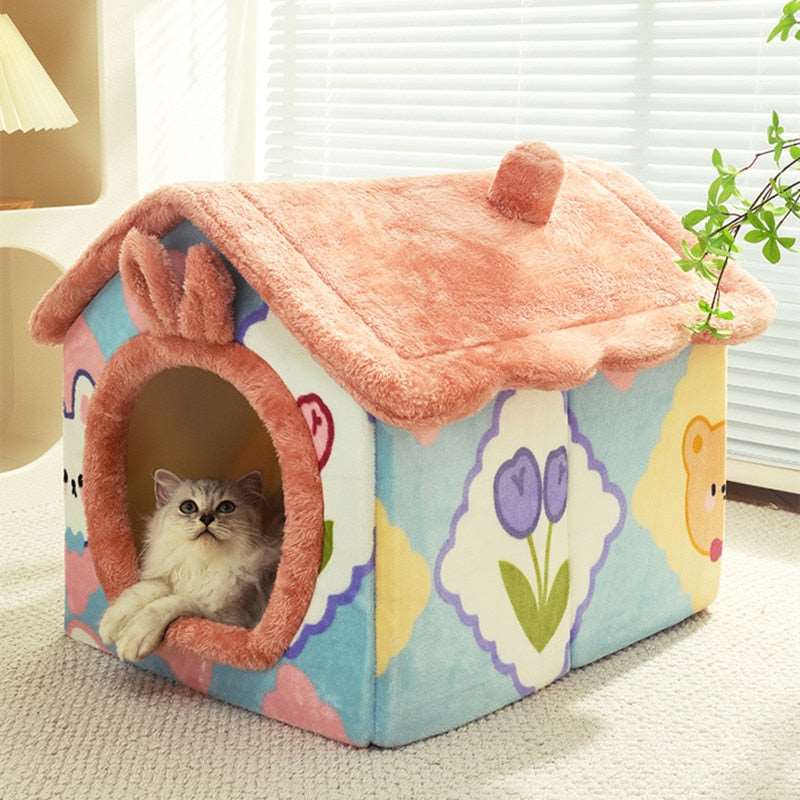 Foldable Dog House Pet Cat Bed Winter Dog Villa Sleep Kennel