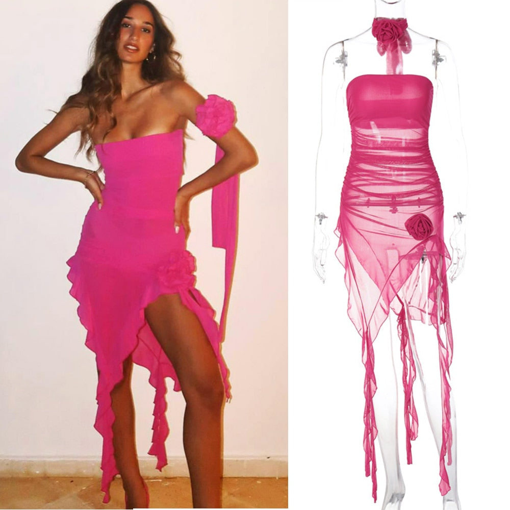 Stunning Sexy See-Through Mesh Ruffles Tassels Fairy Dress | Embrace Elegance