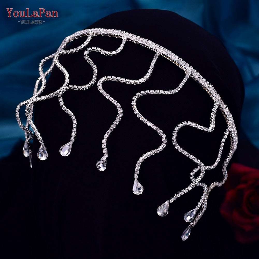 Fashion Woman Headband Rhinestone Bridal Headpiece Wedding Hair Accessories Bride Tiara Pageant Headdresses