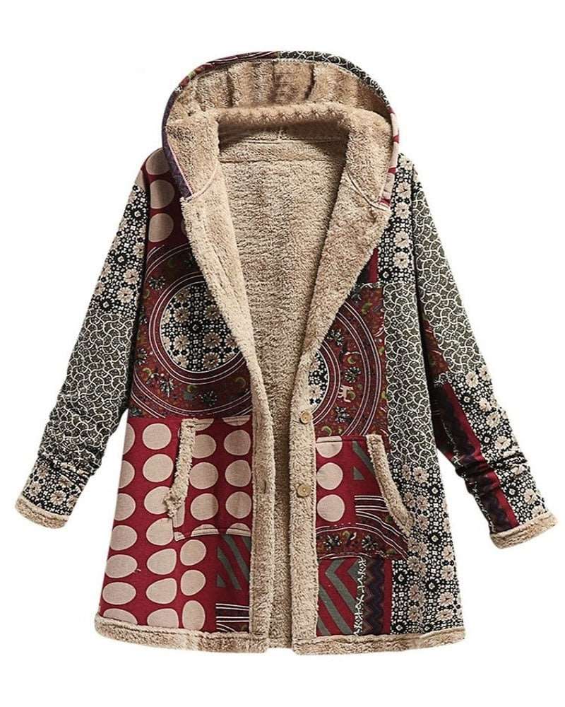 Boho Winter Hooded Warm Plush Jacket | Winter Warm Coat