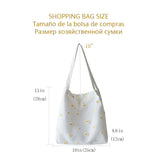 Small Canvas Tote Bag for Women 2023 | Cute Embroidered Daisy Crochet | Casual Designer Handbag