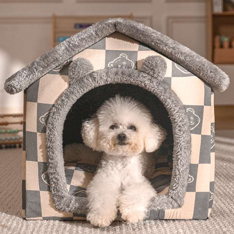 Foldable Dog House Pet Cat Bed Winter Dog Villa Sleep Kennel