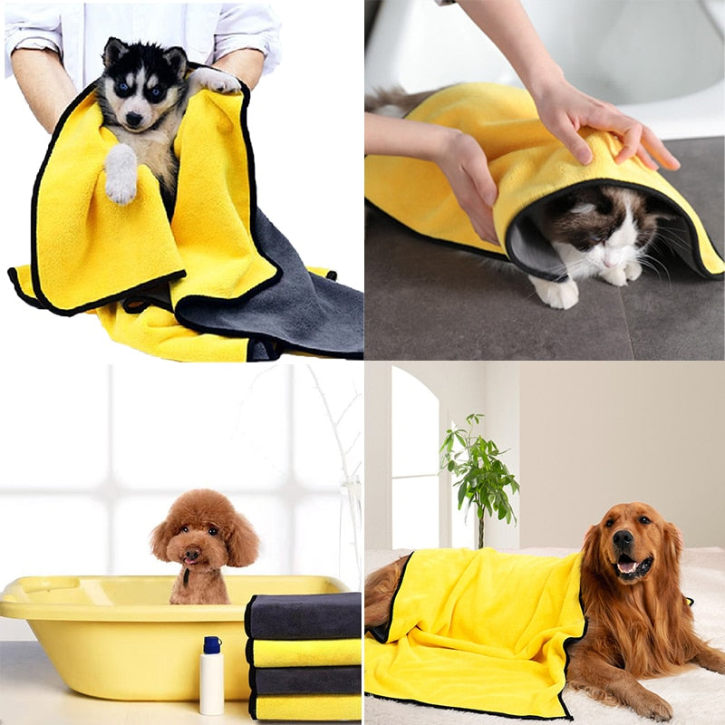 Quick-Drying Dog and Cat Towels | Soft Fiber Towels | Absorbent Bath Towel | Pet Bathrobe | Convenient Cleaning Towel | Dog Accessories