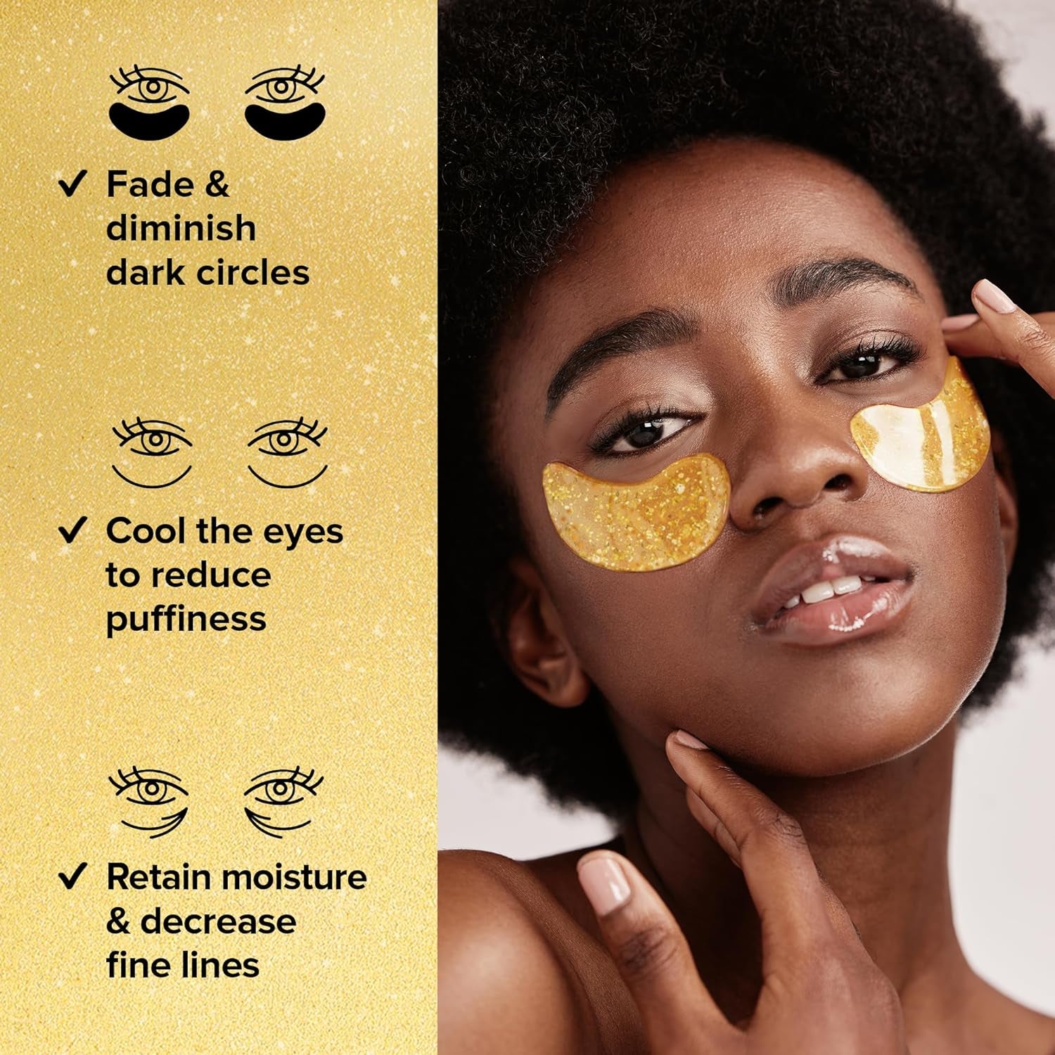 under Eye Patches (20 Pairs) - 24K Gold Eye Patches for Puffy Eyes, Dark Circles, Eye Bags - Skin Care with Collagen, Pearl Extract & Hyaluronic Acid - Anti-Aging & Rejuvenating Eye Masks