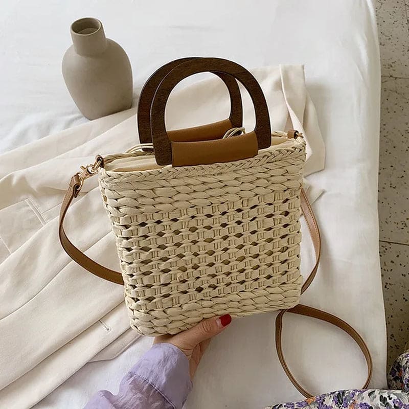Summer Beach Bag Women Weave Handmade Straw Bag Bohemian Lady Shoulder Bag Kintted Handbag Vacation Crossbody Bag Girls Pouch