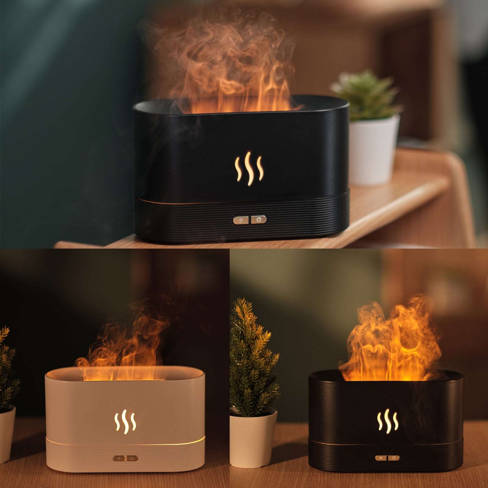 Aroma Diffuser with Flame Light | Mist Humidifier for Aromatherapy | Waterless Auto-Off Protection | Spa, Home, Yoga, Office