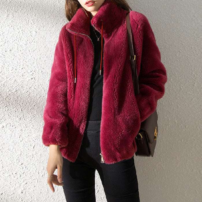 Double-Faced Fleece High Neck Sweater - A Cozy Cardigan Jacket for Women