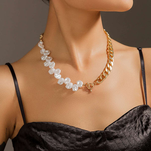 Faux Pearl Like Style Necklace/ Trendy Style