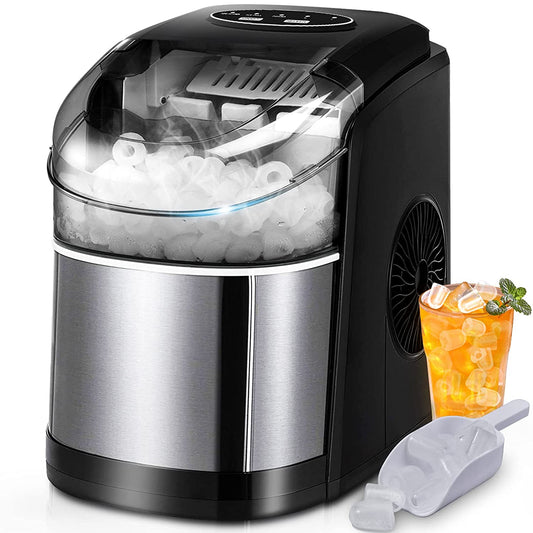 Ice Makers Countertop, Portable Ice Maker Countertop 9 Ice Ready in 6 Mins, 26Lbs/24H, Self-Cleaning, Ice Machine with Ice Scoop & Basket (Black)