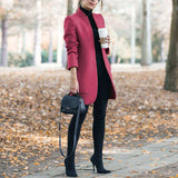 Stylish Solid Color Collar Woolen Coat/ Dress with Style S-5 XXXL