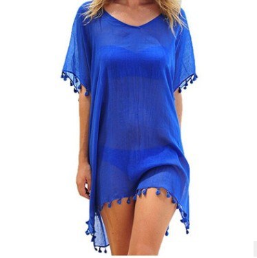 Women Blouses Loose Chiffon Dress Summer Beach Tunic Cover-Up Shirt