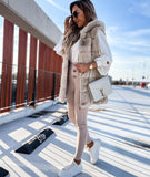 Women's Loose Plush Multicolor Hooded Vest / Fur Vest