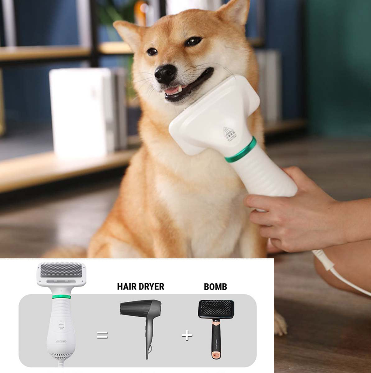 Pet Drying Brush Pet Hair Dryer Comb 2 in 1