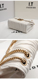 White and Black Women's Cute Style PU Purse with Chain | Fashionable Handbag