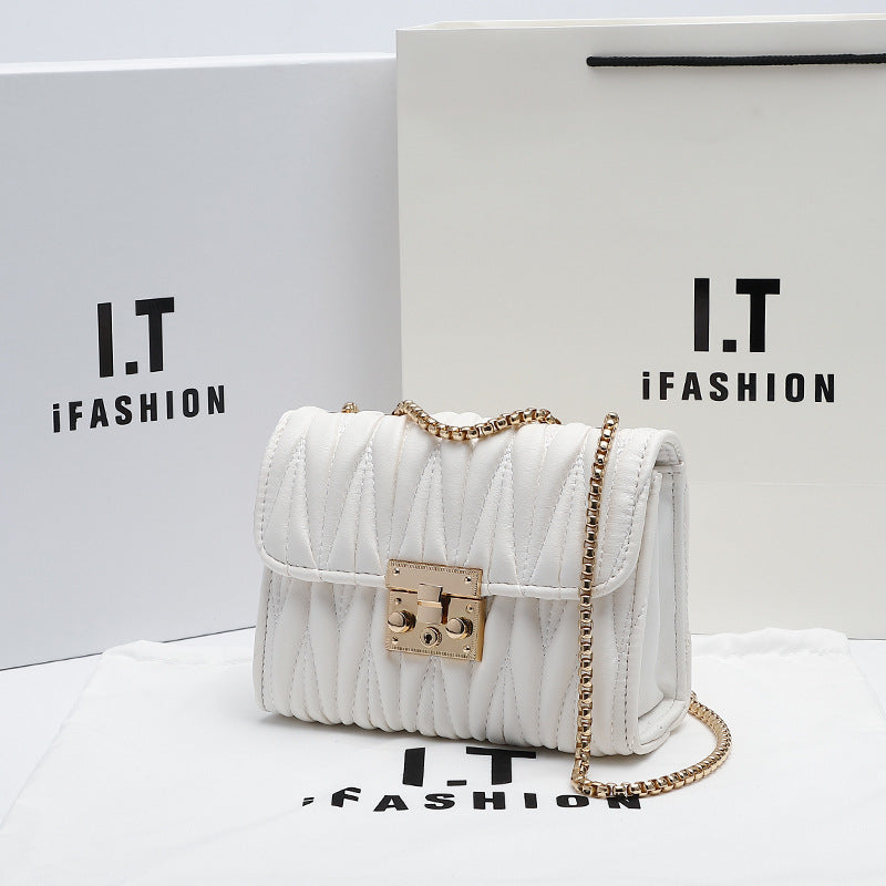 White and Black Women's Cute Style PU Purse with Chain | Fashionable Handbag