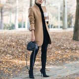 Stylish Solid Color Collar Woolen Coat/ Dress with Style S-5 XXXL