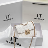 White and Black Women's Cute Style PU Purse with Chain | Fashionable Handbag