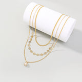 Pearl Pendant Necklace Rose Metal Tassel Piece Multi-layer Necklace