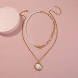 Baroque Pearl Multi-layer Necklace | Stylish Gold Necklace with a Touch of Elegance