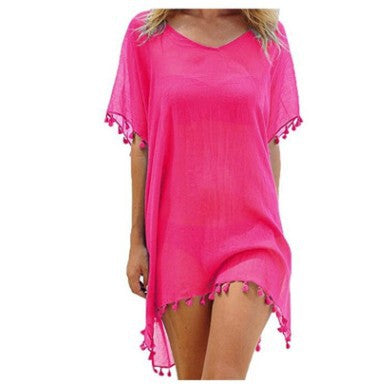 Women Blouses Loose Chiffon Dress Summer Beach Tunic Cover-Up Shirt