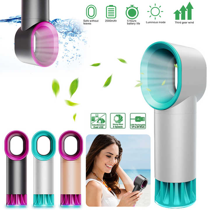 Portable Cordless Electric Bladeless Handheld Fan with USB Charging | Mini Leafless Fan