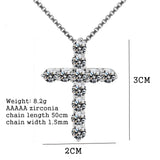 Female Cross Crystal 925 stamped Silver color Chain charms Necklaces Shiny Zirconia Choker Necklaces Jewelry Gifts For Women