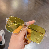 Vintage Fashion Sunglasses For Women Metal Square Frame Luxury Shades Pink Sun Glasses Photograph Sun Eyewear UV400
