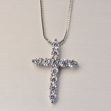 Female Cross Crystal 925 stamped Silver color Chain charms Necklaces Shiny Zirconia Choker Necklaces Jewelry Gifts For Women