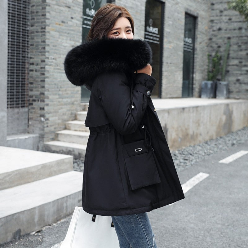 Parka with clearance large fur hood