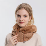 Winter Thick Plush Hat With Scarf Windproof Warm Knit Hats Hooded For Women