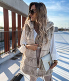Women's Loose Plush Multicolor Hooded Vest / Fur Vest