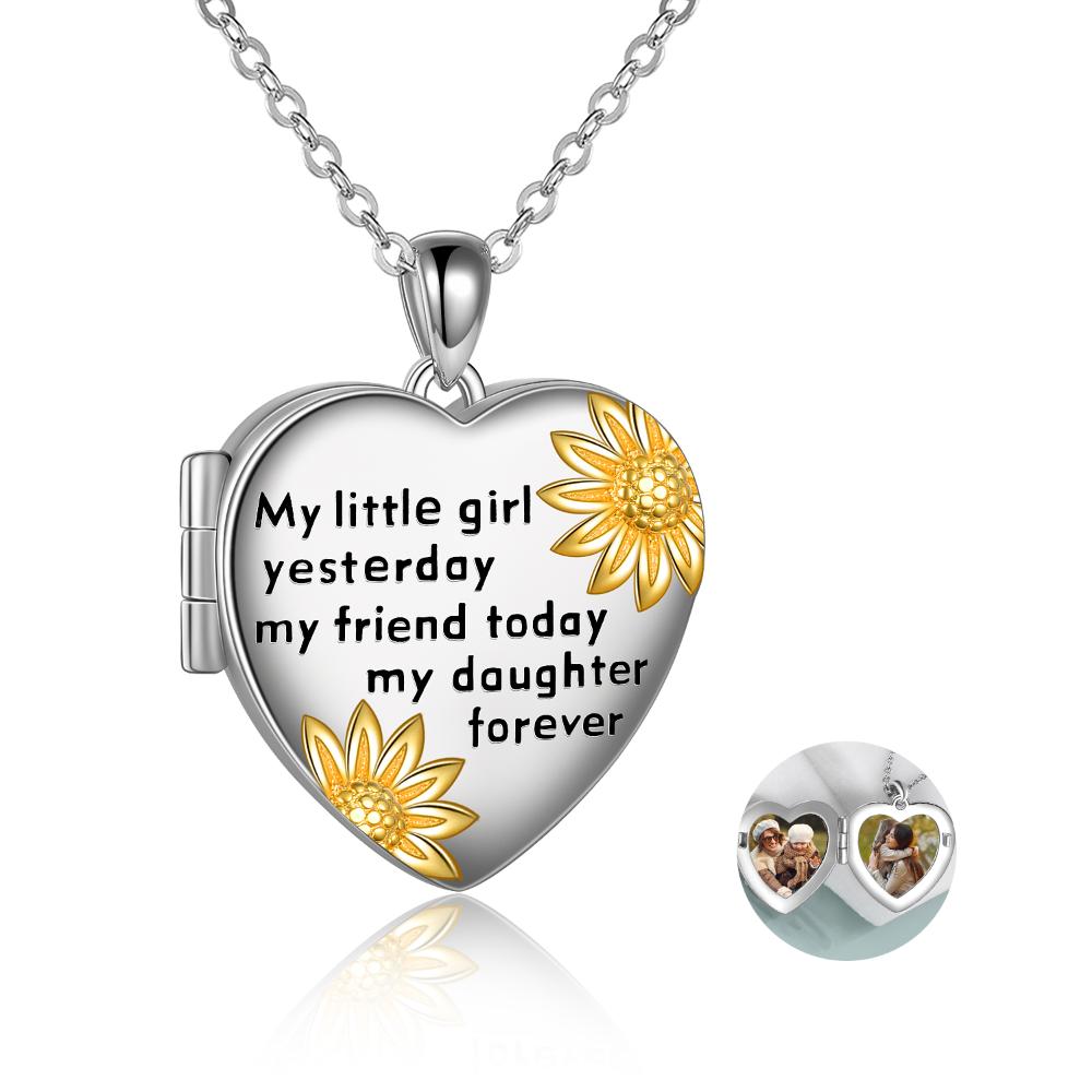 Sterling Silver Sunflower Love Heart Locket Necklace That Holds Pictures jewelry