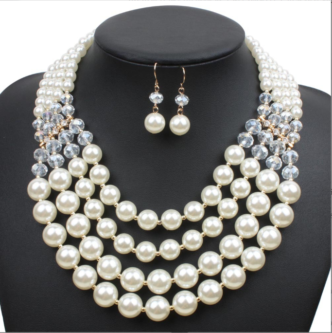 Necklace crystal pearl Necklace Earring set