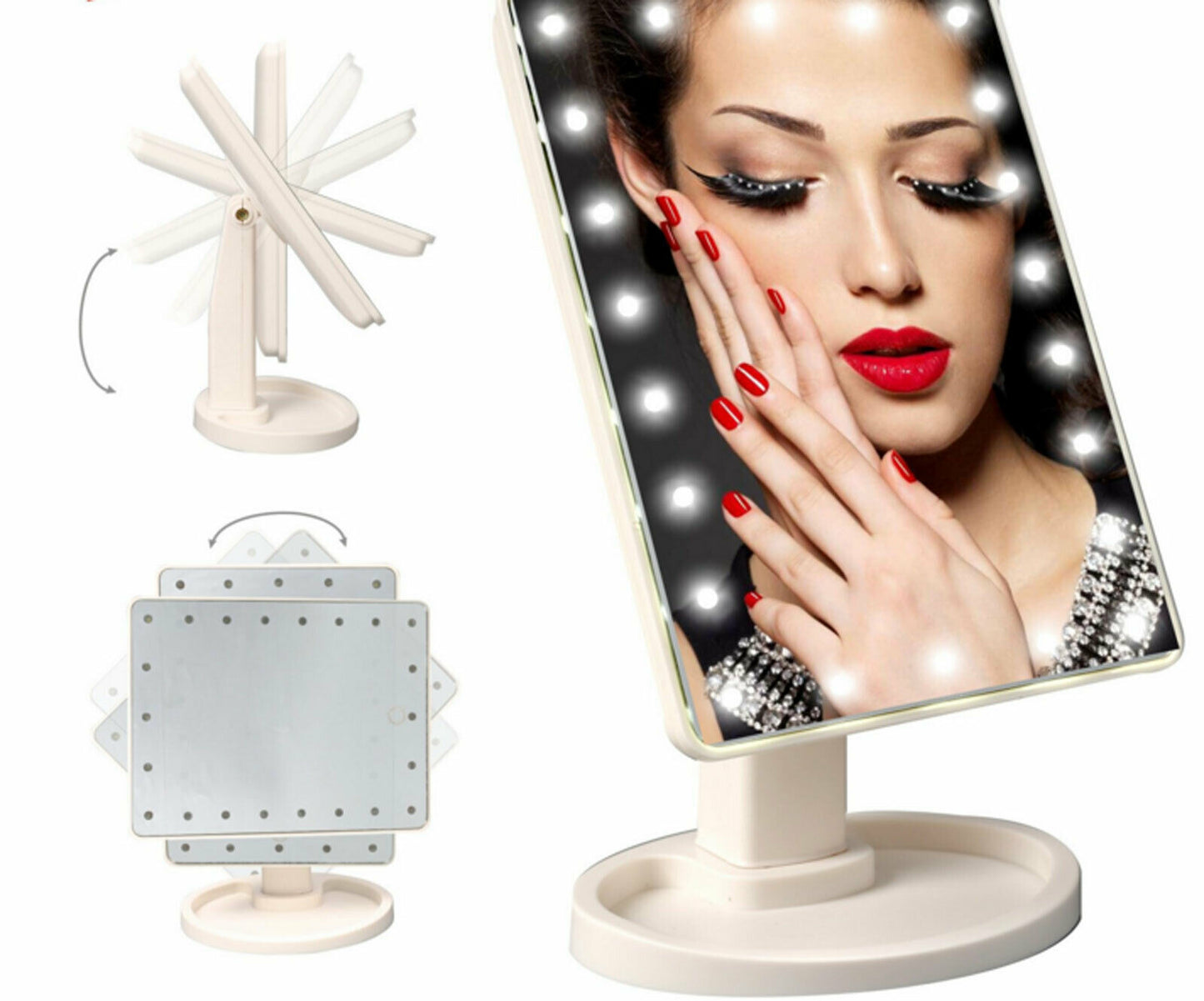 Portalble LED Touch Screen Makeup Mirror Light Rotation Vanity Lights Touch